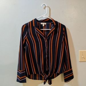 Monteau Knotted Striped Long Sleeve Shirt